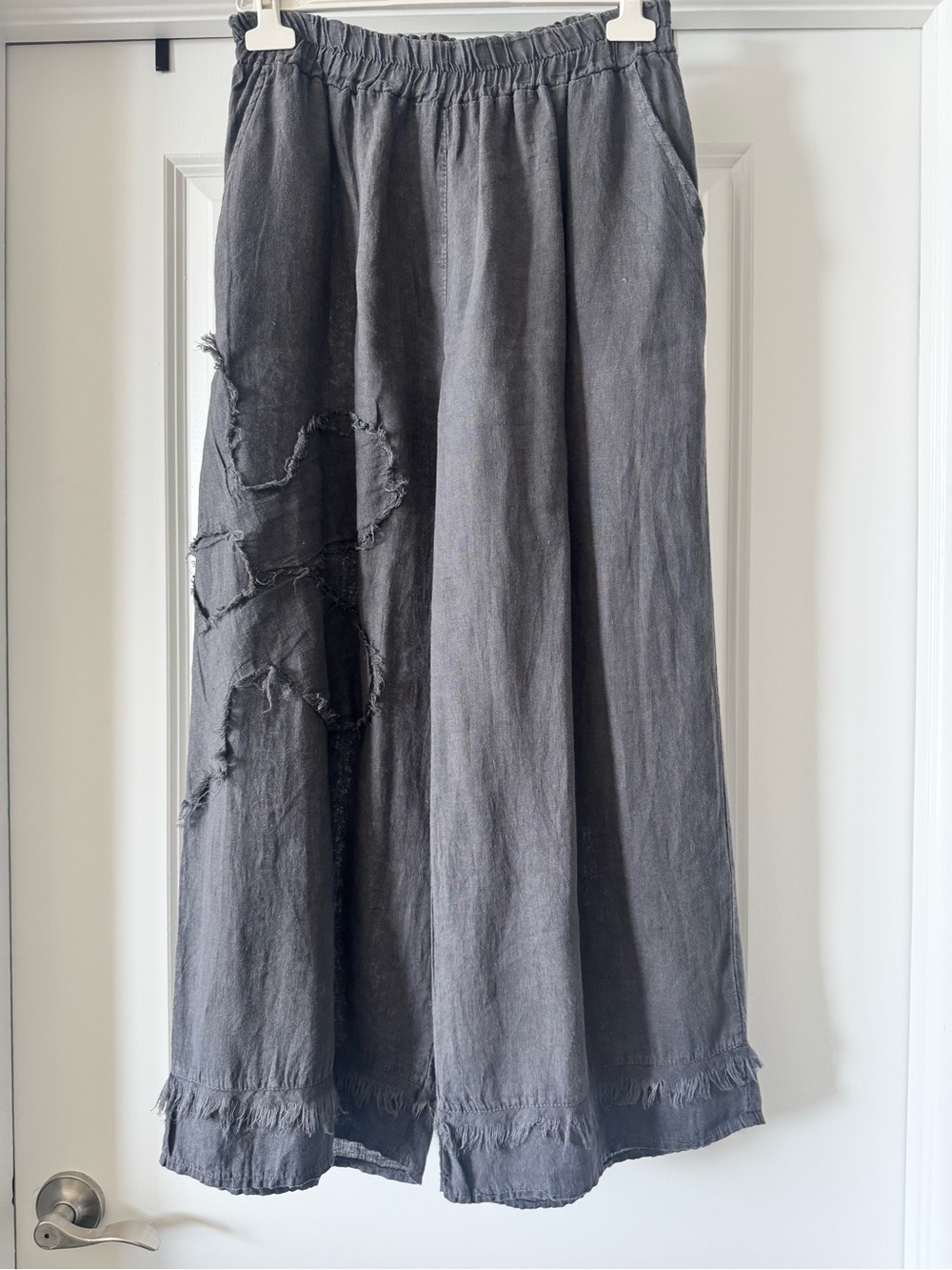 Charcoal Distressed linen pants Women